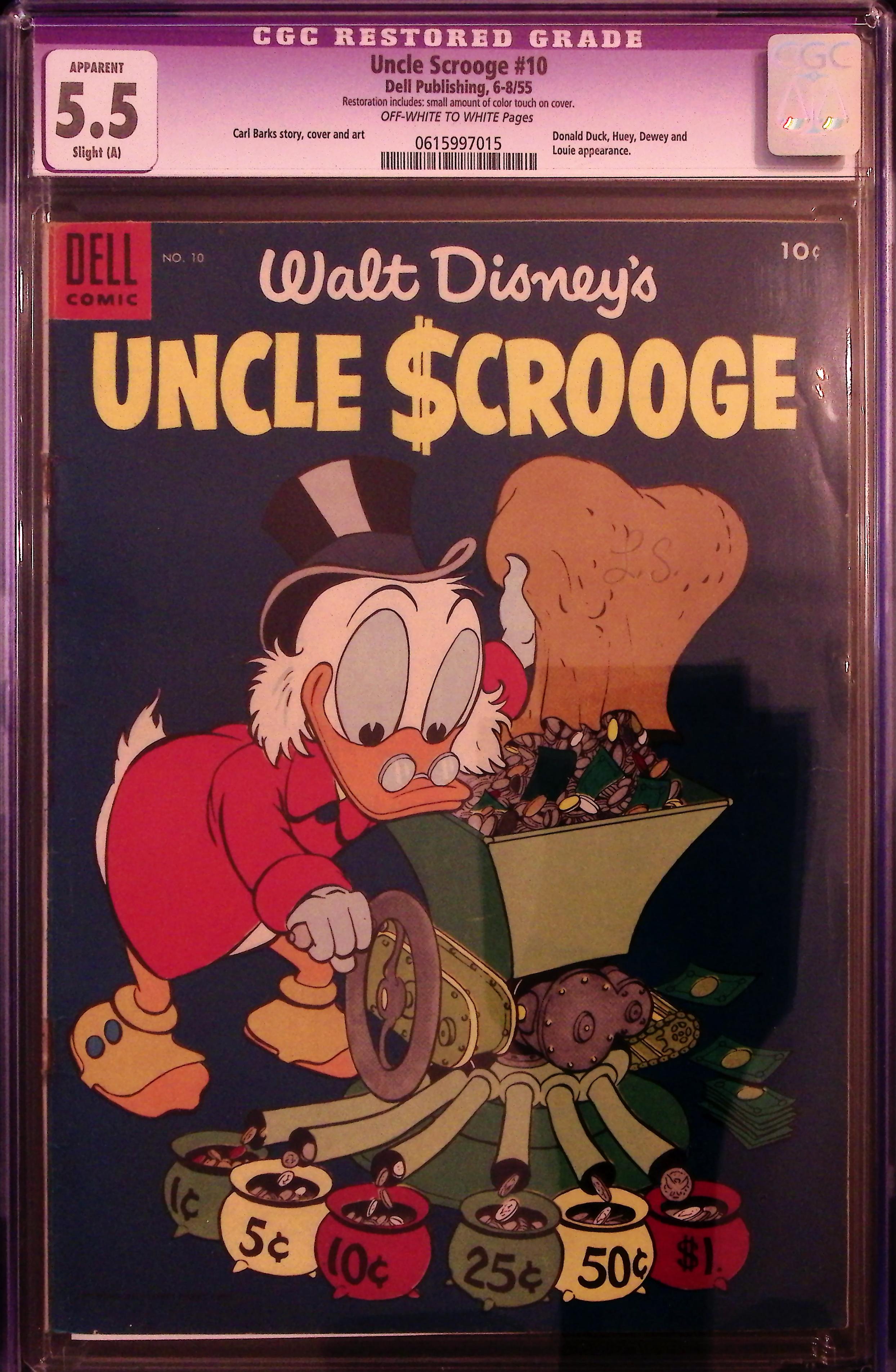 Uncle Scrooge #10 CGC 5.5 Off White To White Pages Restored Grade