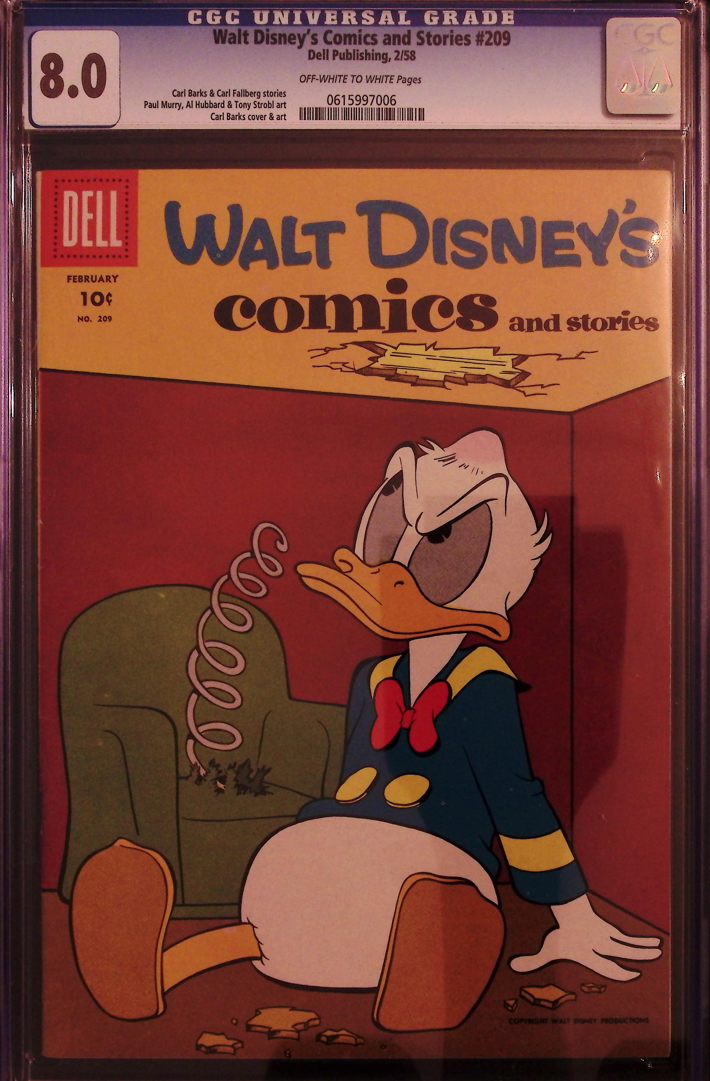Walt Disney's Comics And Stories #209 CGC 8.0 Off White To White Pages