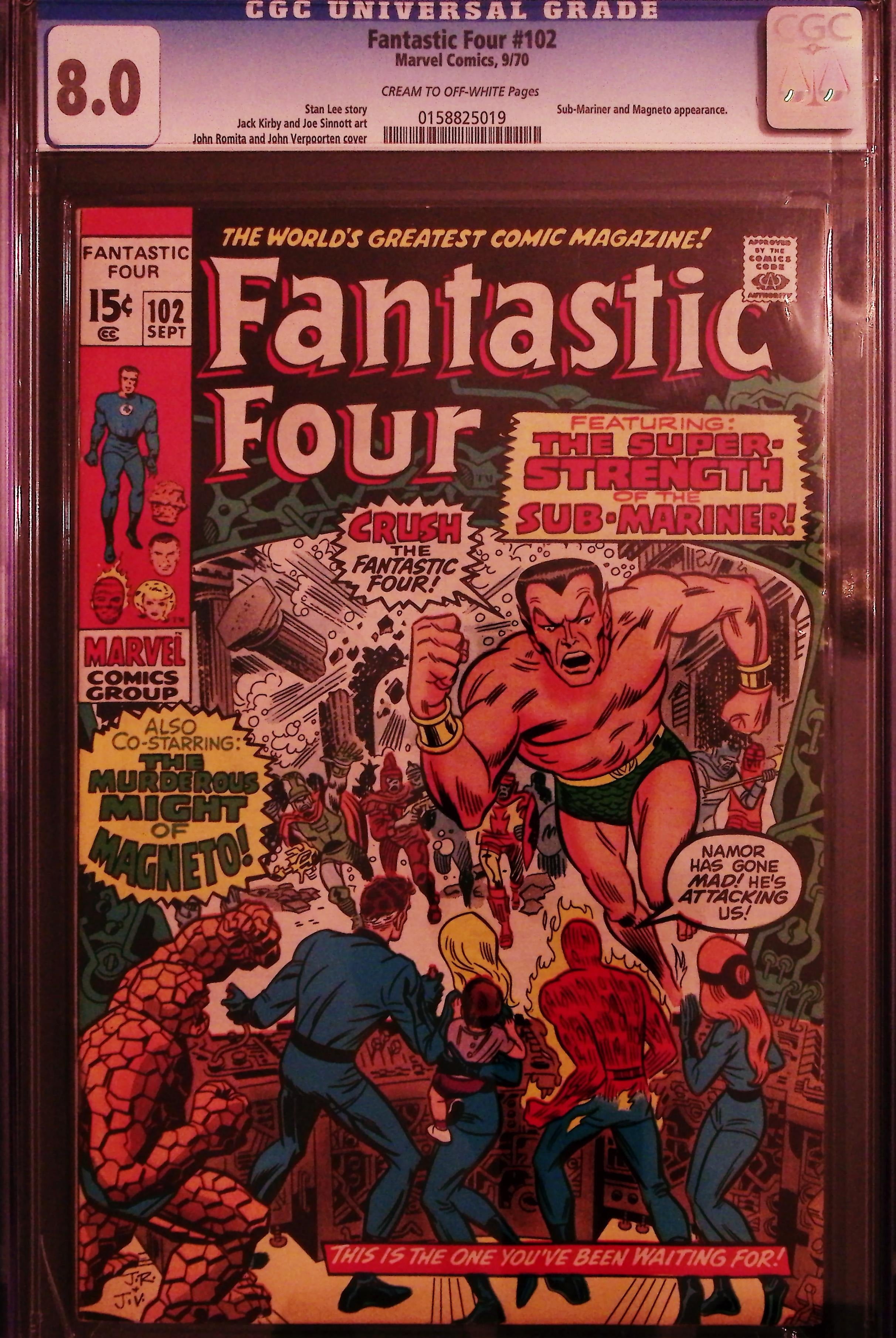 Fantastic Four #102 CGC 8.0 Cream To Off White Pages