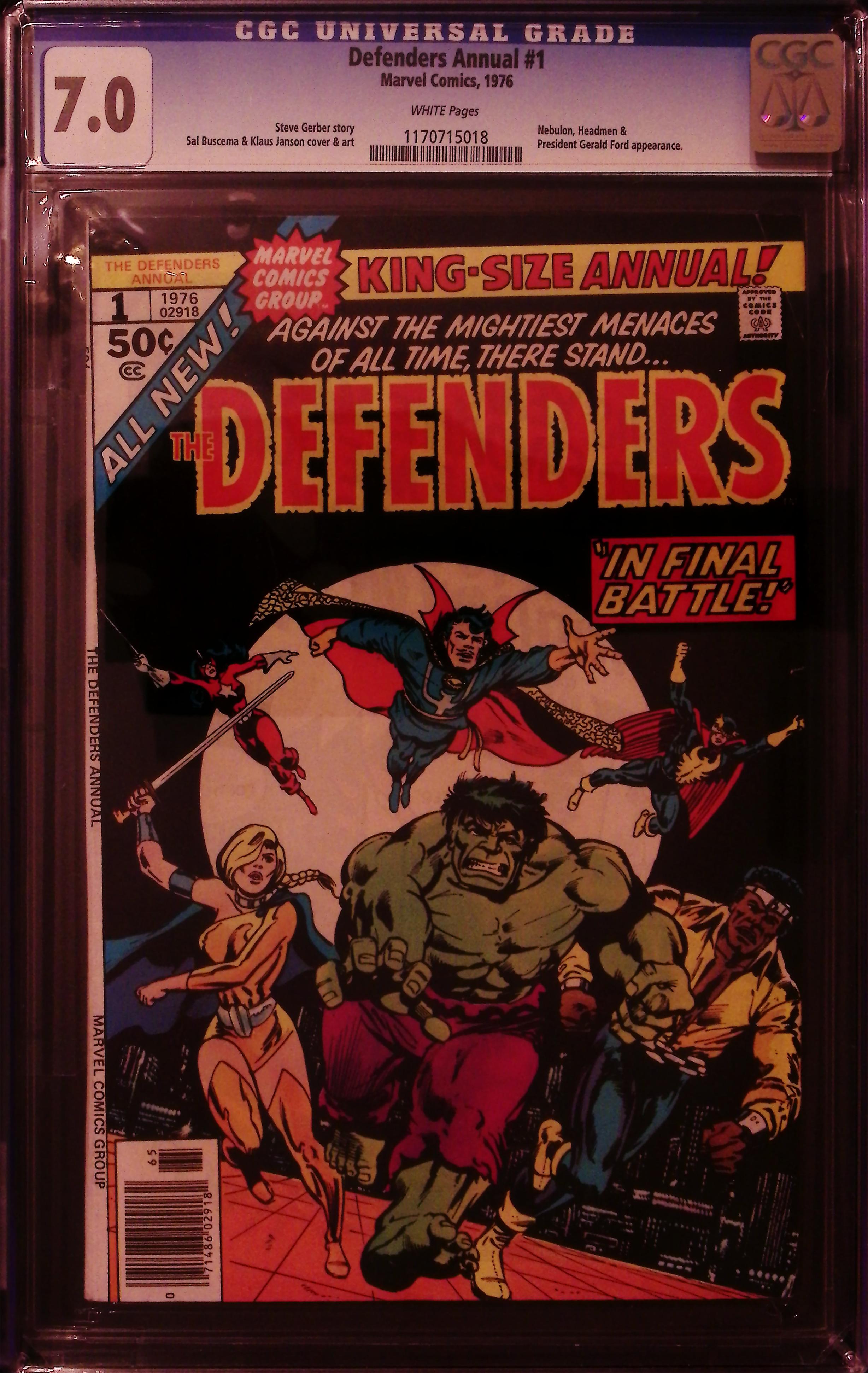Defenders Annual #1 CGC 7.0 White Pages