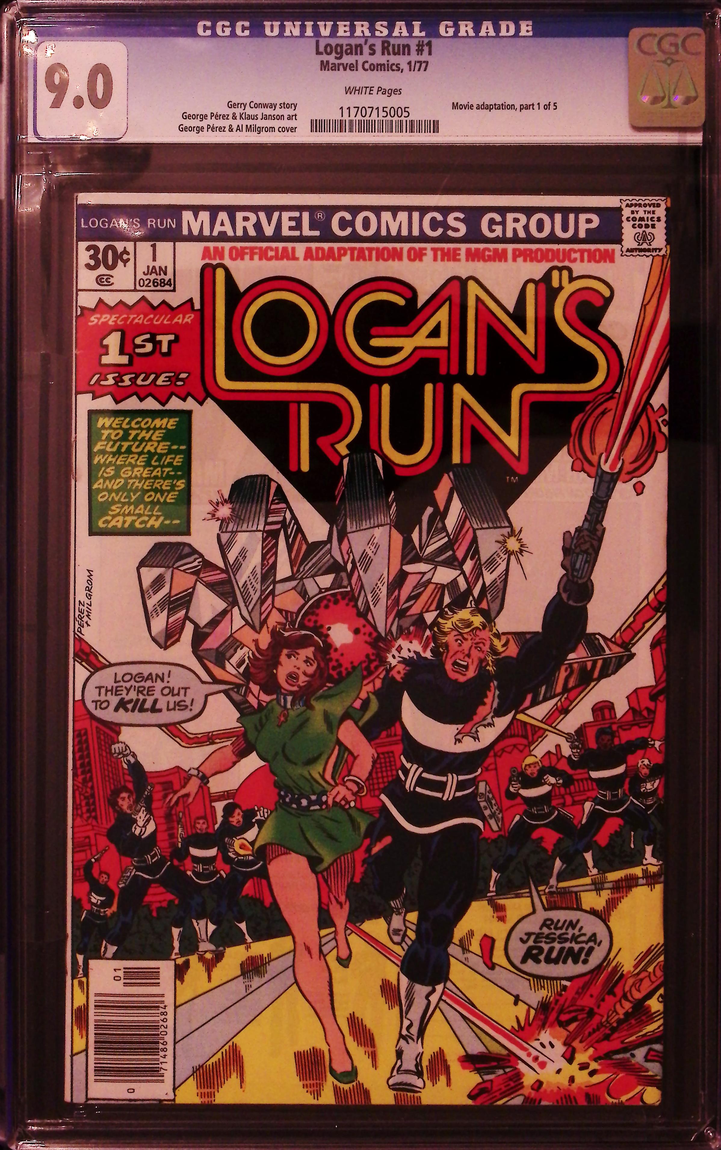 Logan's Run #1 White Pages CGC 9.0
